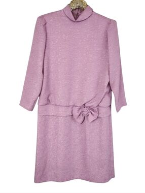 Vintage 70s Henry Lee Womens Purple Plus Size Midi Dress Coquette Romantic Sz 12